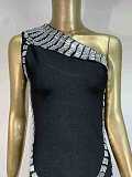 SUPER WHOLESALE | One-Shoulder Rhinestone Fitted Evening Party Dress
