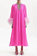 SUPER WHOLESALE | Pleated Design Loose Feather Sleeve Maxi Dress