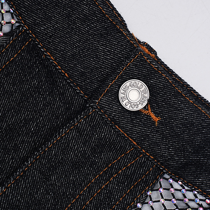 SUPER WHOLESALE | Rhinestone-Inlaid Cut-Out Patchwork Wide-Leg Denim Pants