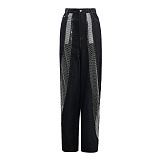 SUPER WHOLESALE | Rhinestone-Inlaid Cut-Out Patchwork Wide-Leg Denim Pants