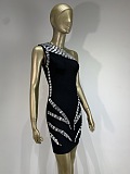 SUPER WHOLESALE | One-Shoulder Rhinestone Fitted Evening Party Dress