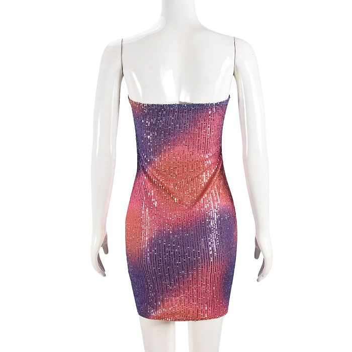 SUPER WHOLESALE | Strapless Double-Layered Backless Sequin Pencil Skirt