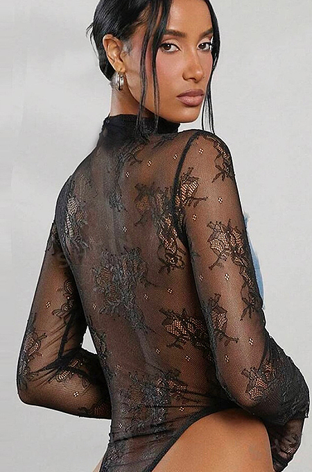 SUPER WHOLESALE |Denim Lace Patchwork Jumpsuit