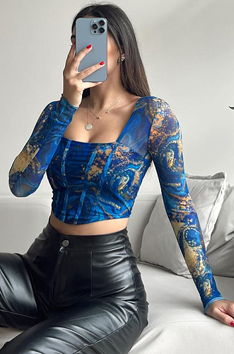SUPER WHOLESALE | Patchwork Long-Sleeve Top