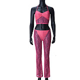 SUPER WHOLESALE | Lace Tank Top Low-Waist Long Pants Two-Piece Set