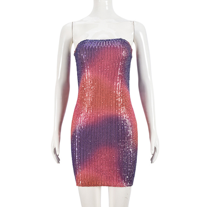 SUPER WHOLESALE | Strapless Double-Layered Backless Sequin Pencil Skirt