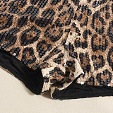 SUPER WHOLESALE | Sequin Leopard Print Elastic Hot Pants
