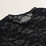 SUPER WHOLESALE | Lace High-Stretch Hollow Cropped Set