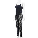 SUPER WHOLESALE | Patchwork Sheer Cut-Out High-Stretch Bodysuit