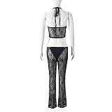 SUPER WHOLESALE | Lace Tank Top Low-Waist Long Pants Two-Piece Set