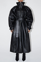 SUPER WHOLESALE | Oversize Artificial Leather Trench Coat