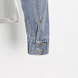 SUPER WHOLESALE | Patchwork Cropped Denim Jacket + High-Waist Straight-Leg Tapered Pants Set