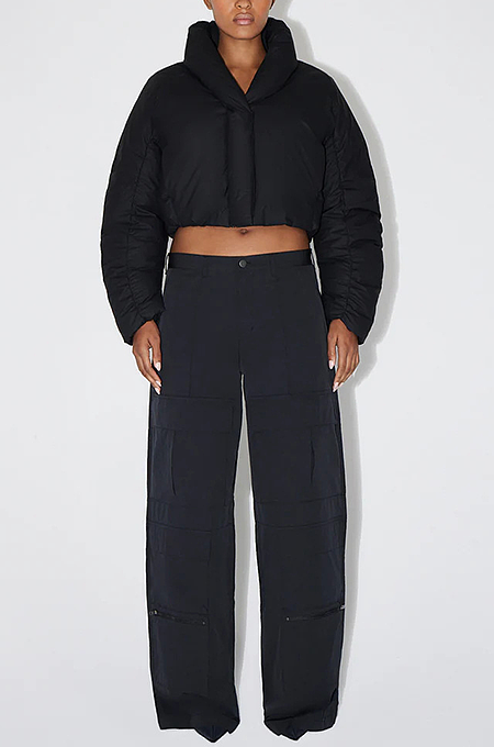 SUPER WHOLESALE | Puffy Standing Collar Downcoat in Black