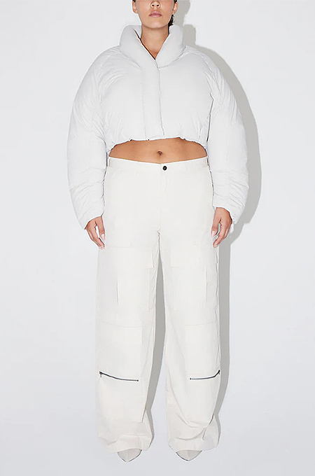SUPER WHOLESALE | Puffy Standing Collar Downcoat in White