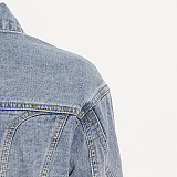 SUPER WHOLESALE | Patchwork Cropped Denim Jacket + High-Waist Straight-Leg Tapered Pants Set