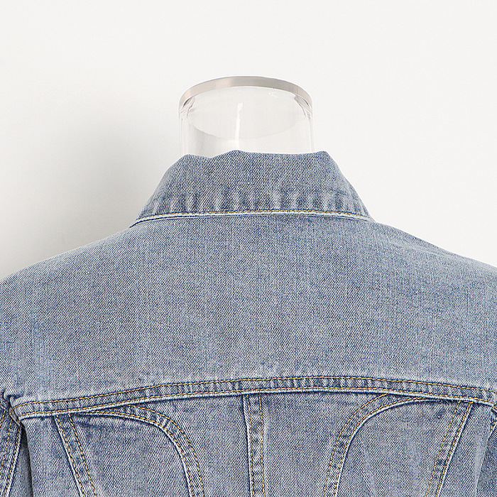 SUPER WHOLESALE | Patchwork Cropped Denim Jacket + High-Waist Straight-Leg Tapered Pants Set