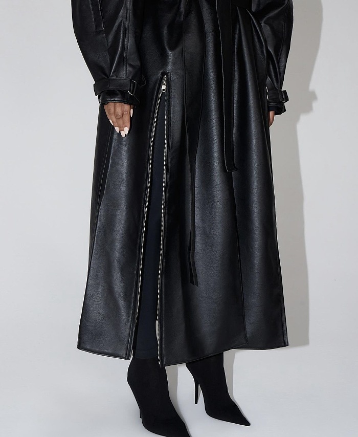 SUPER WHOLESALE | Oversize Artificial Leather Trench Coat
