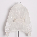 SUPER WHOLESALE | Blazer Collar Tie-Waist Shirt