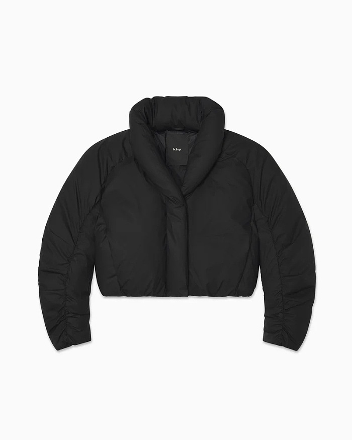 SUPER WHOLESALE | Puffy Standing Collar Downcoat in Black