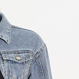 SUPER WHOLESALE | Patchwork Cropped Denim Jacket + High-Waist Straight-Leg Tapered Pants Set