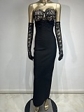 SUPER WHOLESALE | Black Lace Patchwork Evening Party Dress