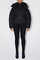 SUPER WHOLESALE | Detachable Hood Oversized Cotton-Padded Down Jacket Black