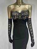SUPER WHOLESALE | Black Lace Patchwork Evening Party Dress