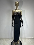 SUPER WHOLESALE | Black Lace Patchwork Evening Party Dress