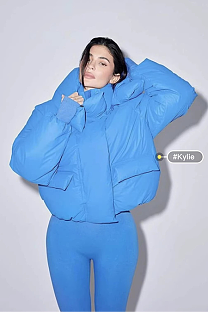 SUPER WHOLESALE | Detachable Hood Oversized Cotton-Padded Down Jacket Blue