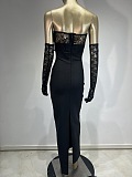 SUPER WHOLESALE | Black Lace Patchwork Evening Party Dress