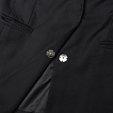 SUPER WHOLESALE | Rhinestone Patchwork Black Midi Oversized Blazer