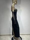 SUPER WHOLESALE | Black Lace Patchwork Evening Party Dress