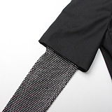 SUPER WHOLESALE | Rhinestone Patchwork Black Midi Oversized Blazer