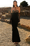 SUPER WHOLESALE | Black Lace Patchwork Evening Party Dress