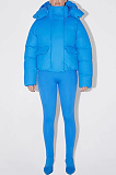 SUPER WHOLESALE | Detachable Hood Oversized Cotton-Padded Down Jacket Blue