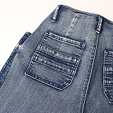 SUPER WHOLESALE | Large Pocket Patchwork Slimming Denim Pants