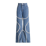 SUPER WHOLESALE | Rhinestone Embellished Straight Down Jeans