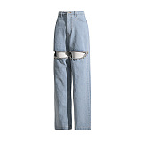 SUPER WHOLESALE | Rhinestone Cut-Out Design Solid Color Wide-Leg Pants