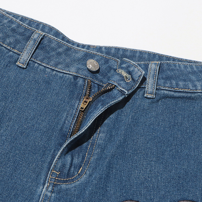 SUPER WHOLESALE | Heart-Shaped Cut-Out High-Waist Denim Pants