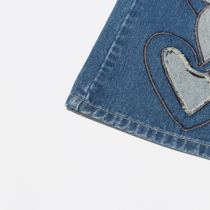 SUPER WHOLESALE | Heart-Shaped Cut-Out High-Waist Denim Pants