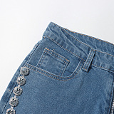 SUPER WHOLESALE | Rhinestone Embellished Straight Down Jeans