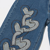 SUPER WHOLESALE | Heart-Shaped Cut-Out High-Waist Denim Pants