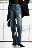 SUPER WHOLESALE | Cut-Out Design High-Waist Denim Pants