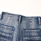 SUPER WHOLESALE | Large Pocket Patchwork Slimming Denim Pants