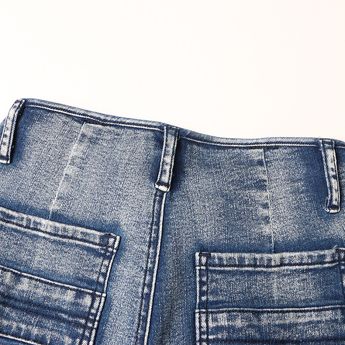 SUPER WHOLESALE | Large Pocket Patchwork Slimming Denim Pants