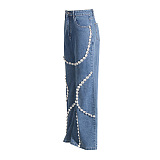 SUPER WHOLESALE | Rhinestone Embellished Straight Down Jeans