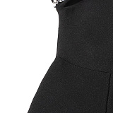 SUPER WHOLESALE | Rhinestone Slim-Fit High Neck Long Sleeve Jumpsuit