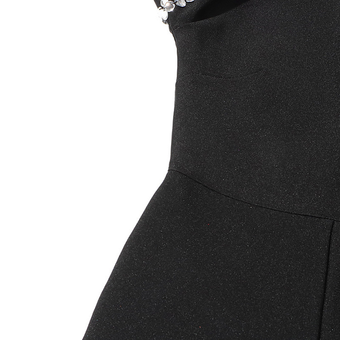 SUPER WHOLESALE | Rhinestone Slim-Fit High Neck Long Sleeve Jumpsuit