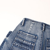 SUPER WHOLESALE | Large Pocket Patchwork Slimming Denim Pants