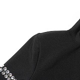 SUPER WHOLESALE | Rhinestone Slim-Fit High Neck Long Sleeve Jumpsuit